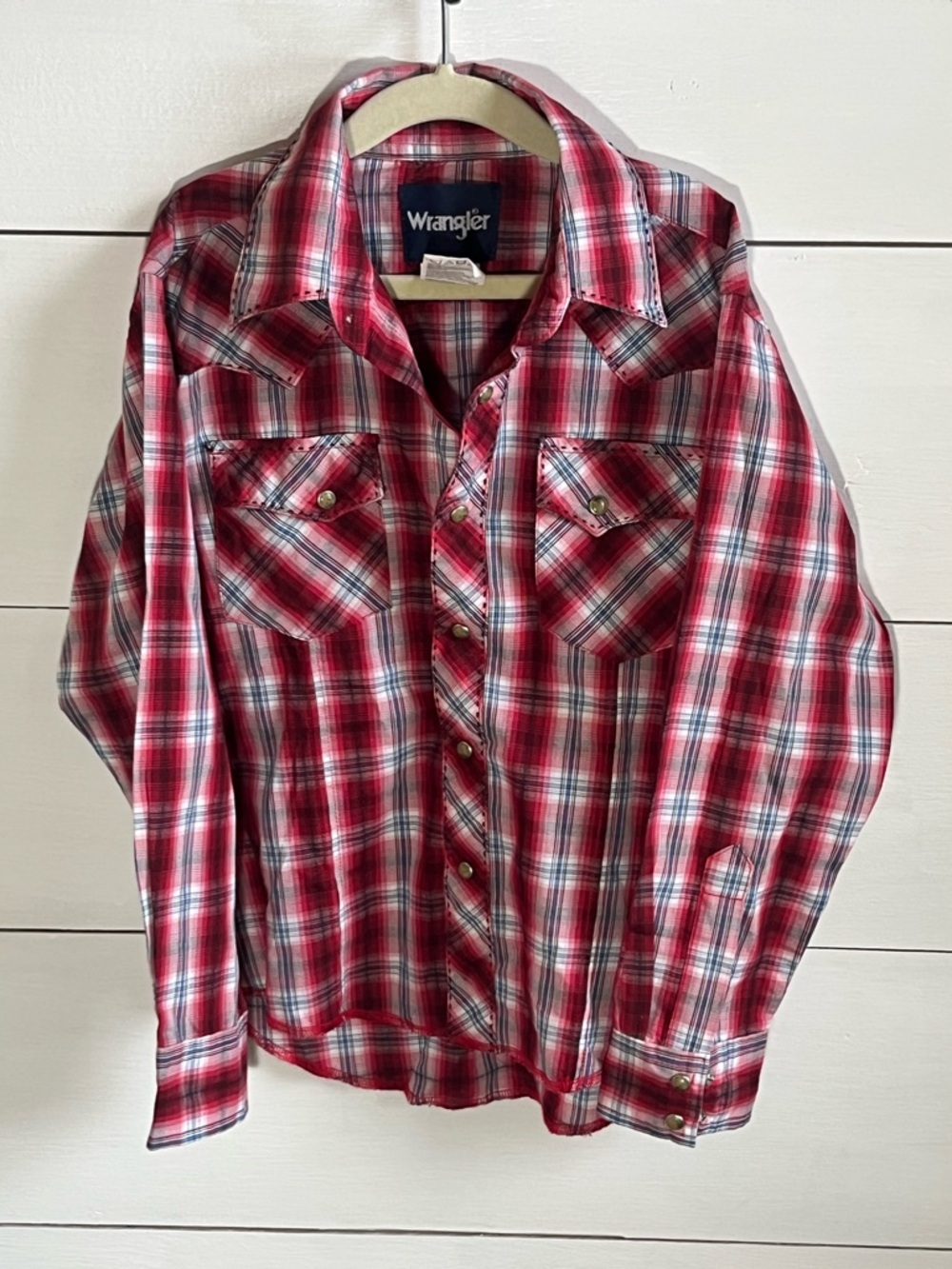 Wrangler Red Plaid Western Snap-Front Shirt